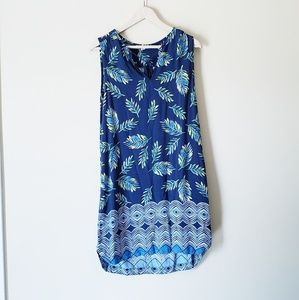 Beach Lunch Lounge Leaf Print Shift Dress